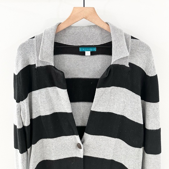 Anthropologie Pim + Larkin Cardigan Gray and Black Stripe Size Large - Picture 2 of 5